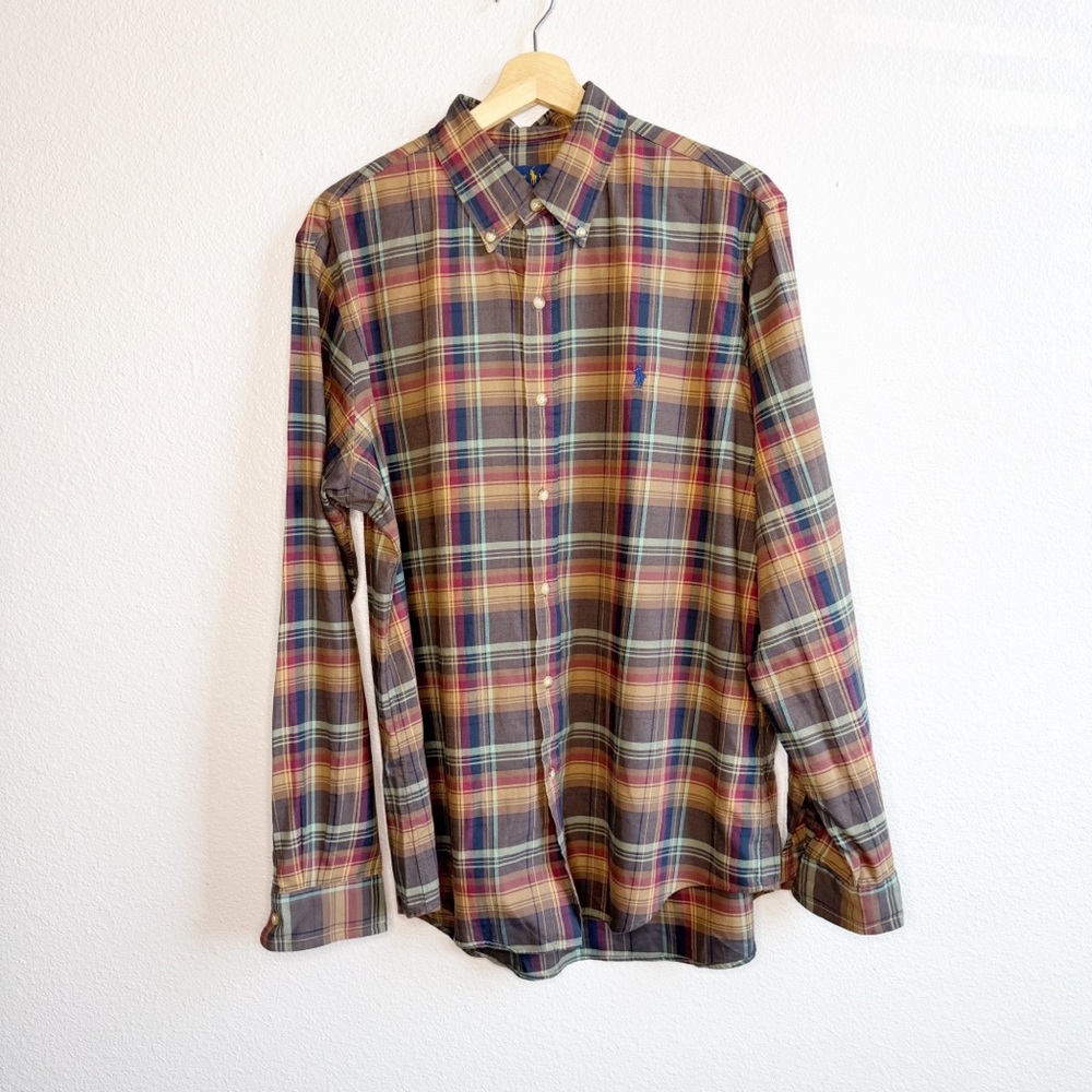 Ralph Lauren Long Sleeve Plaid Button Down Casual Top Men’s Size Large